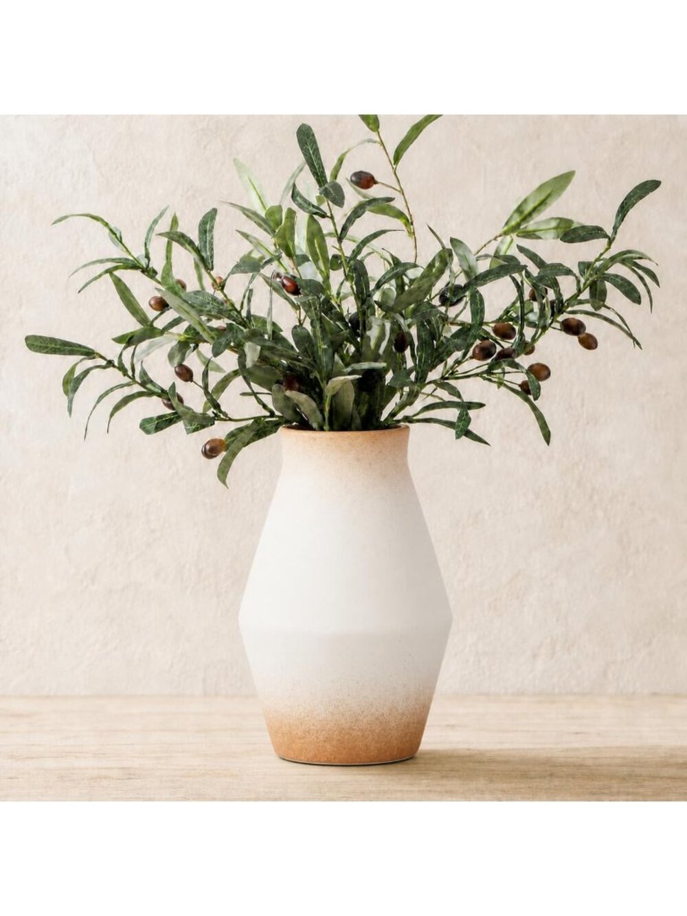 10 Inch Brown and White Ceramic Rustic Farmhouse Flower Vase For Table Home Deco